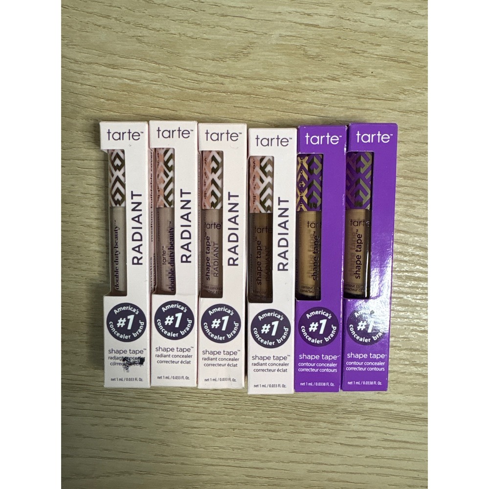 Tarte Shape Tape Concealer Bundle 6pc Radiant & Contour Travel Size Mixed Shades